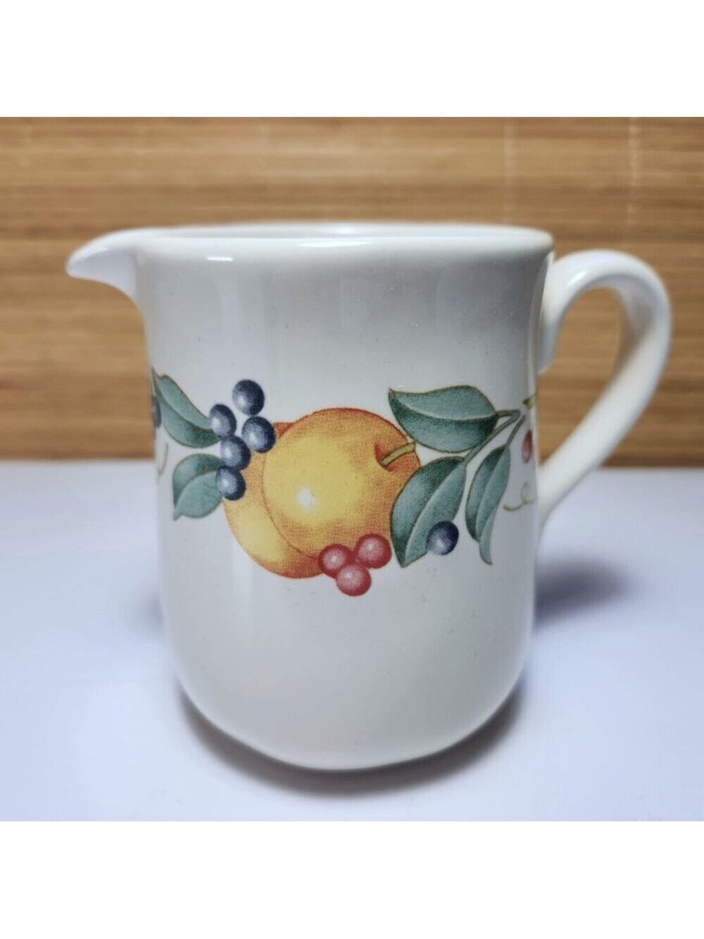 Vintage Pitcher Corelle Coordinates  Creamer Abundance Fruit Leaves Cream Colour